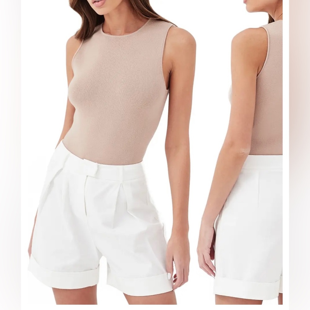 Tan High Neck Knit Bodysuit